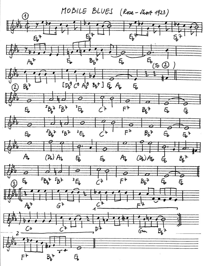 mobile blues leadsheet – book us for your next 20s or gatsby event